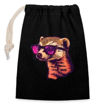 Mongoose, mongoose, sunglasses, summer, gift - Closable cotton gift bag (14x20cm) - black - Front