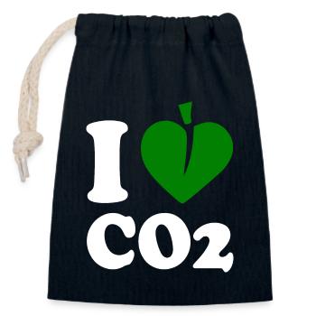 I love co2 - Closable cotton gift bag (14x20cm) - navy - Front