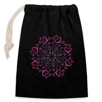 Mandala pink hearts - Closable cotton gift bag (14x20cm) - black - Front