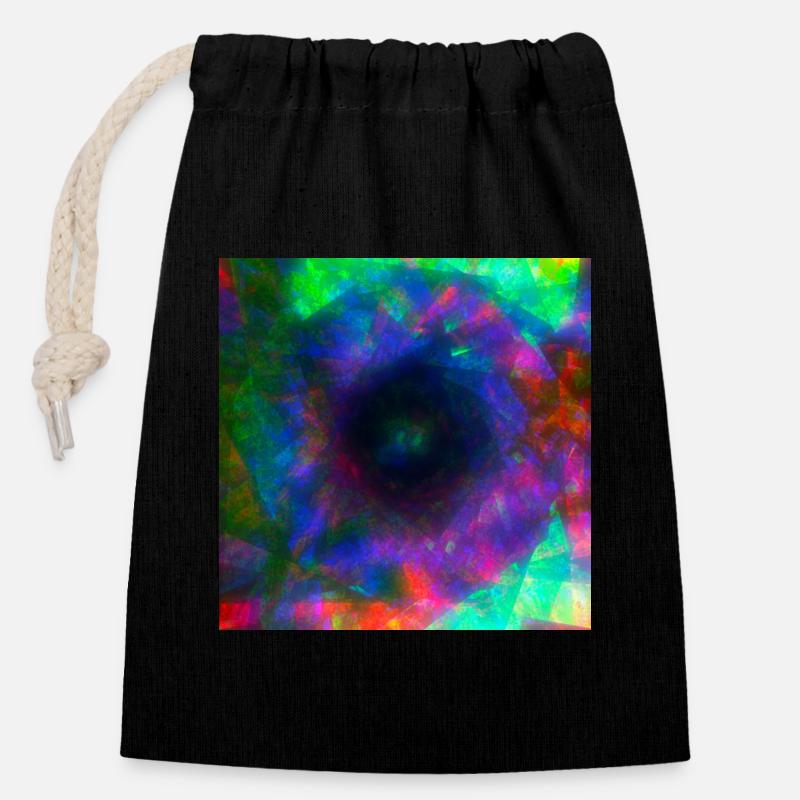 Design psychédélique Y2k - Sac cadeau en coton avec cordon (14 x 20 cm) - noir