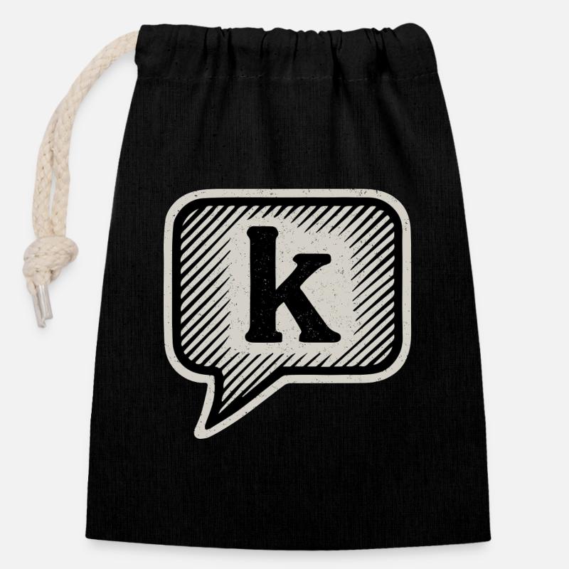 Texto drôle introverti - K bulle de dialogue - Sac cadeau en coton avec cordon (14 x 20 cm) - noir