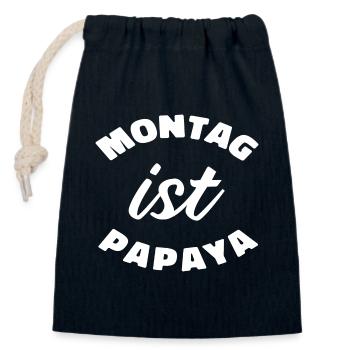 Montag Ist Papaya - Verschließbarer Geschenkbeutel aus Baumwolle (14x20cm) - Navy - Vorne