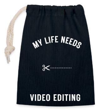 Perfect taste idea for video cutters - Closable cotton gift bag (14x20cm) - navy - Front
