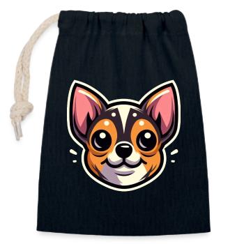 Chihuahua Hund Cartoon Kopf - Verschließbarer Geschenkbeutel aus Baumwolle (14x20cm) - Navy - Vorne