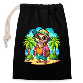 Cute holiday sloth - Closable cotton gift bag (14x20cm) - black - Front