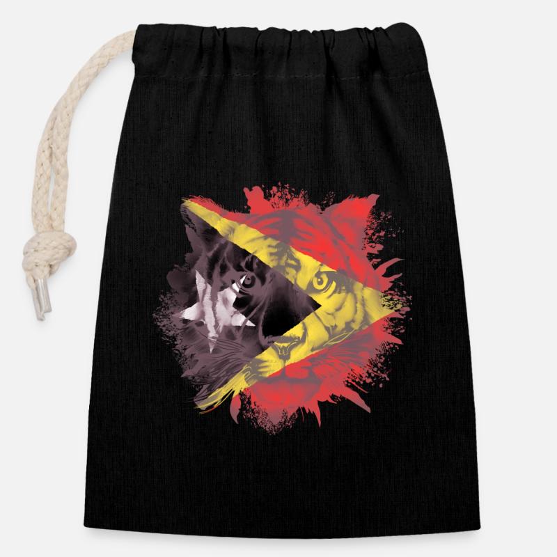 East Timor - Closable cotton gift bag (14x20cm) - black