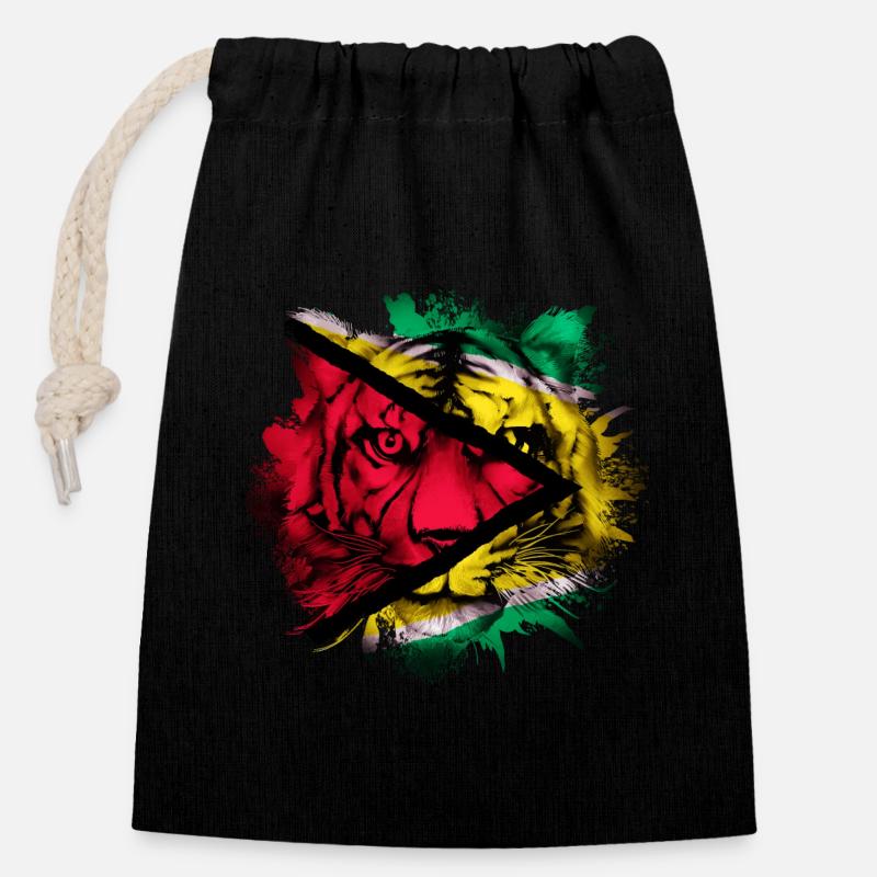 Guyana - Sac cadeau en coton avec cordon (14 x 20 cm) - noir