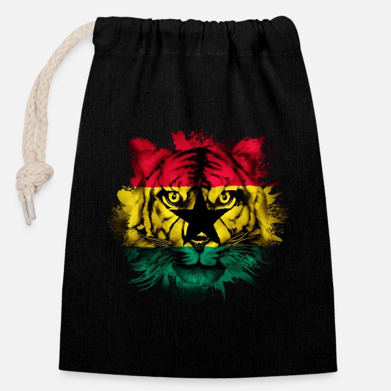 Ghana - Verschließbarer Geschenkbeutel aus Baumwolle (14x20cm) - Schwarz