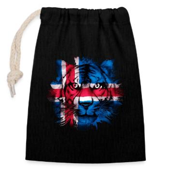 Islande - Sac cadeau en coton avec cordon (14 x 20 cm) - noir - Devant