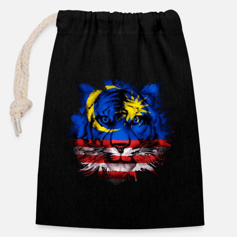 Malaysia - Verschließbarer Geschenkbeutel aus Baumwolle (14x20cm) - Schwarz