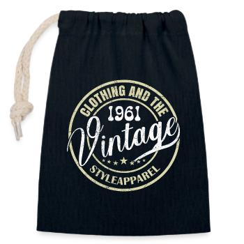 Vintage 1961 Retro 1961 Birthday Gift - Closable cotton gift bag (14x20cm) - navy - Front