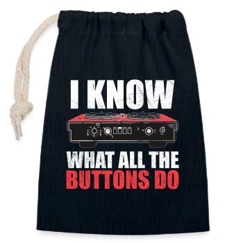 I know what all the buttons do - Sac cadeau en coton avec cordon (14 x 20 cm) - bleu marine - Devant
