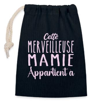 This wonderful granny belongs to personalized - Closable cotton gift bag (14x20cm) - navy - Front