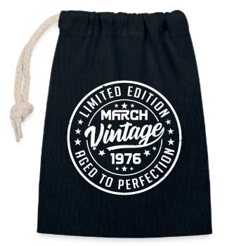 Vintage March 1976 - March 1976 Birthday Gift - Closable cotton gift bag (14x20cm) - navy - Front