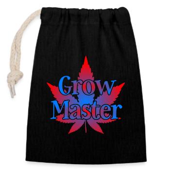 Grow Master - Cannabis - Marijuana - Marihuana - Verschließbarer Geschenkbeutel aus Baumwolle (14x20cm) - Schwarz - Vorne