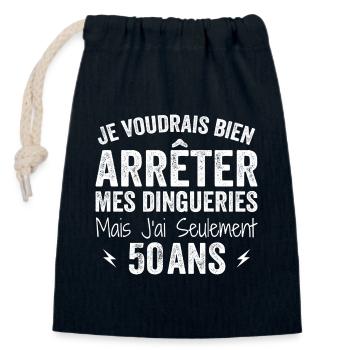 Cadeau 50e Anniversaire Droles 50 ans - Sac cadeau en coton avec cordon (14 x 20 cm) - bleu marine - Devant
