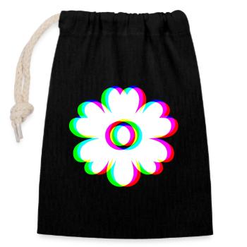 EDM Tricolor - Flowers - Glitch - Rave Style - Closable cotton gift bag (14x20cm) - black - Front
