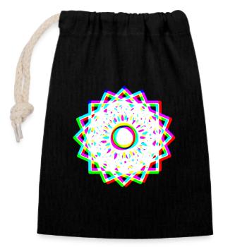 EDM Tricolor - Geometrical Mandala 2 - Glitch - Closable cotton gift bag (14x20cm) - black - Front