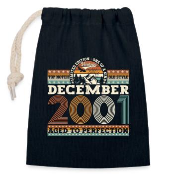 Décembre Année 2001 Cadeau du 21e anniversaire - Sac cadeau en coton avec cordon (14 x 20 cm) - bleu marine - Devant