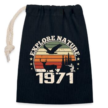1971 Classic Hunter Anniversary Gift 1971 - Closable cotton gift bag (14x20cm) - navy - Front