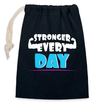 Stronger every day - Closable cotton gift bag (14x20cm) - navy - Front
