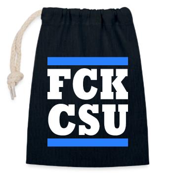 Fck csu - Sac cadeau en coton avec cordon (14 x 20 cm) - bleu marine - Devant