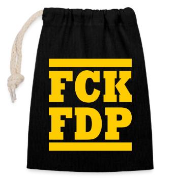Fck fdp - Verschließbarer Geschenkbeutel aus Baumwolle (14x20cm) - Schwarz - Vorne