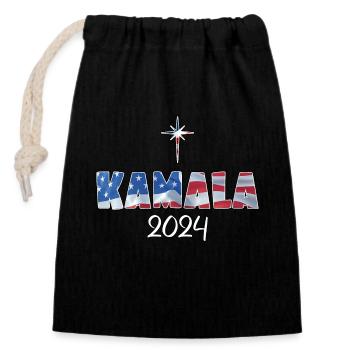 Kamala Harris 2024 For President - Closable cotton gift bag (14x20cm) - black - Front