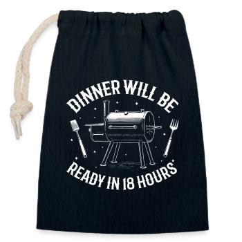 Dinner will be ready in 18 hours - Closable cotton gift bag (14x20cm) - navy - Front