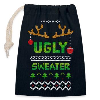 ugly christmas sweater weihnachten - Verschließbarer Geschenkbeutel aus Baumwolle (14x20cm) - Navy - Vorne