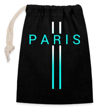 Paris - Sac cadeau en coton avec cordon (14 x 20 cm) - noir - Devant