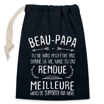 Beau Papa Bonus Père Rendu La Vie Meilleure - Sac cadeau en coton avec cordon (14 x 20 cm) - bleu marine - Devant