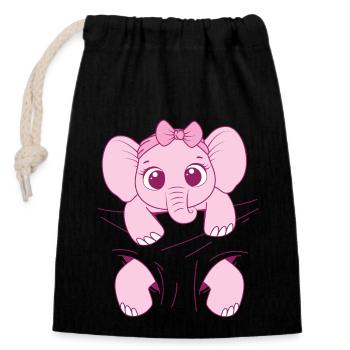 Babyelefant tragen Elefantenbaby rosa Baby Elefant - Verschließbarer Geschenkbeutel aus Baumwolle (14x20cm) - Schwarz - Vorne