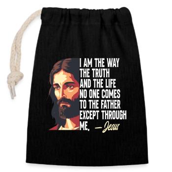 I Am The Way The Truth And The Life Jesus Christus - Verschließbarer Geschenkbeutel aus Baumwolle (14x20cm) - Schwarz - Vorne