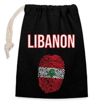 Libanon Fingerabdruck - Verschließbarer Geschenkbeutel aus Baumwolle (14x20cm) - Schwarz - Vorne
