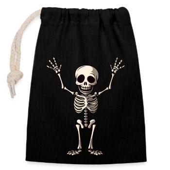 Lustiges Halloween Skellett - Verschließbarer Geschenkbeutel aus Baumwolle (14x20cm) - Schwarz - Vorne