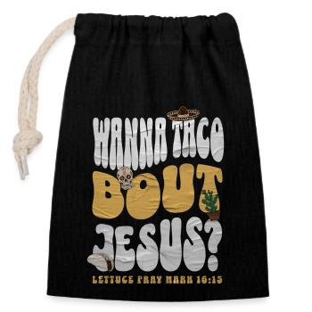 Taco - Closable cotton gift bag (14x20cm) - black - Front
