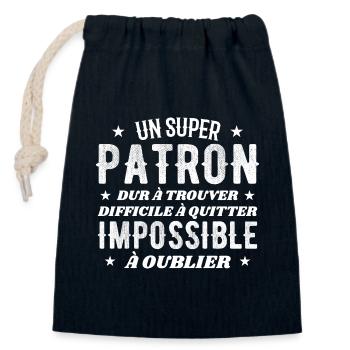 Un Super Patron Dur A Trouver - Sac cadeau en coton avec cordon (14 x 20 cm) - bleu marine - Devant