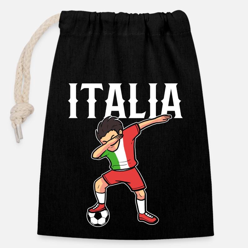 Italia - Sac cadeau en coton avec cordon (14 x 20 cm) - noir