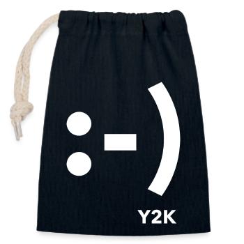 Lächeln Y2K Weiß - Verschließbarer Geschenkbeutel aus Baumwolle (14x20cm) - Navy - Vorne