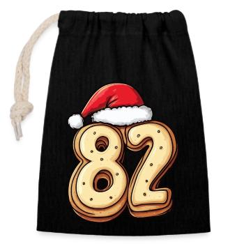 Biscuit de Noël à 82 chiffres - Sac cadeau en coton avec cordon (14 x 20 cm) - noir - Devant