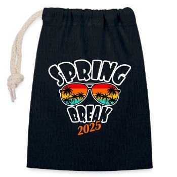 Spring Break 2025 Retro Sunset & Beach - Closable cotton gift bag (14x20cm) - navy - Front