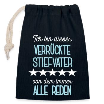 Verrückter Stiefvater Bonus Vater Papa Stiefpapa - Verschließbarer Geschenkbeutel aus Baumwolle (14x20cm) - Navy - Vorne