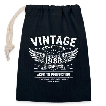 Born in September 1988 - Closable cotton gift bag (14x20cm) - navy - Front
