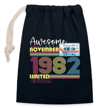 November born 1982 40th birthday gift - Closable cotton gift bag (14x20cm) - navy - Front