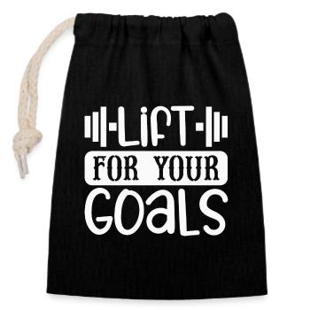 Lift For Your Goals - Closable cotton gift bag (14x20cm) - black - Front