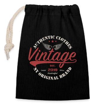 Vintage 2019 Retro 2019 Birthday Gift 2019 - Closable cotton gift bag (14x20cm) - black - Front