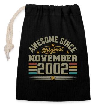 November 2002 Birthday Gift | November 2002 - Closable cotton gift bag (14x20cm) - black - Front