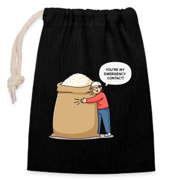 You are my emergency contact ! - Closable cotton gift bag (14x20cm) - black - Front