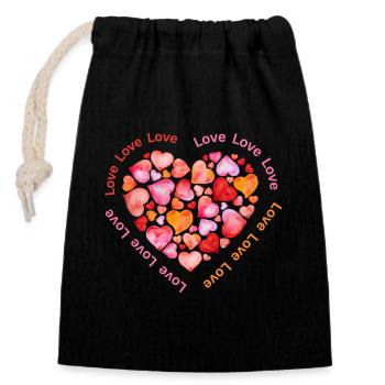 Love is everything - Verschließbarer Geschenkbeutel aus Baumwolle (14x20cm) - Schwarz - Vorne